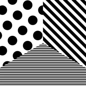 Abstract pattern with black dots and stripes Stock Illustration