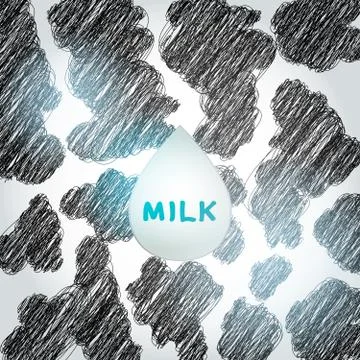 Abstract pattern - black spots on white background, sketch, doodle milk. Vector Stock Illustration