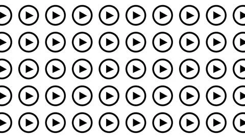 Abstract pattern of black video play button icons on a minimalist white bac.. Stockillustratie