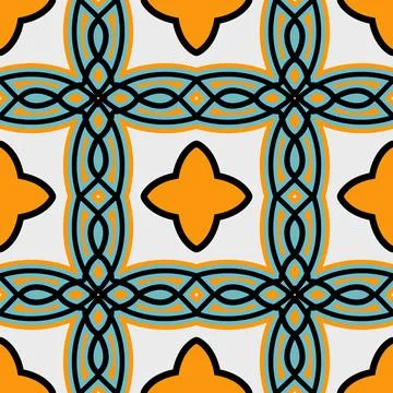 Abstract Pattern (Black, White, Blue, Orange) 스톡 일러스트
