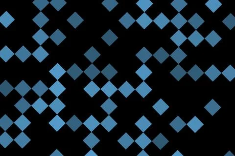 Abstract pattern of blue and black squares on dark background Stockillustratie