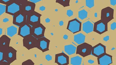 Abstract pattern with blue and dark grey hexagons Illustrazione stock