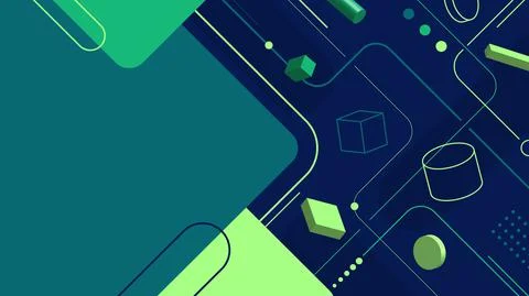 Abstract pattern blue and green 3D geometric elements background 스톡 일러스트