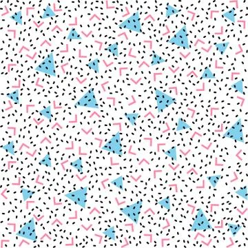 Abstract pattern blue background with blue triangles, pink angles and black Stock Illustration