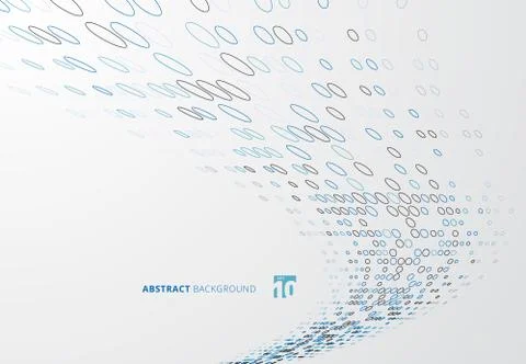 Abstract pattern blue dots wave motion particles with copy space on white bac Stock Illustration