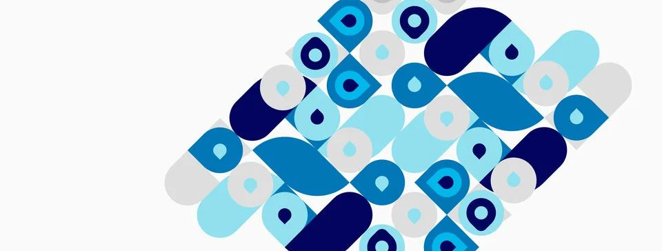 Abstract pattern. Blue shades dominate, resembling water droplets or rounded イラスト素材
