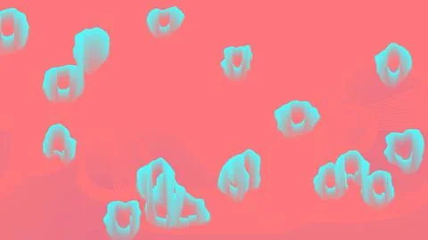 Abstract pattern with blue shapes on red background Stock Illustration