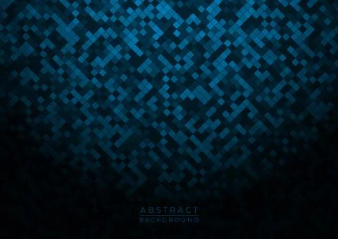 Abstract pattern blue square shape design dark tone with vignette Stock Illustration