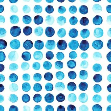 Abstract pattern with blue watercolor circles Stock Illustration