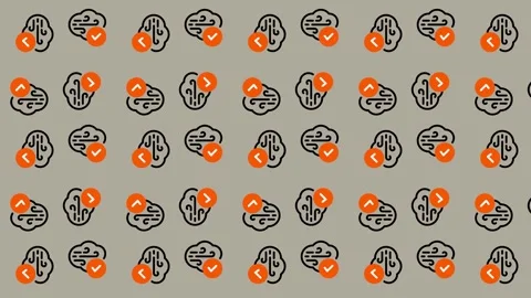 Abstract Pattern of Brain Icons with Orange Highlights. Stock Footage 325382662