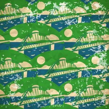 Abstract pattern of the bridges over the river in vintage style Illustrazione stock