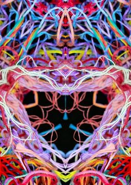 Abstract pattern of bright multicolored threads with 3D effect 스톡 일러스트