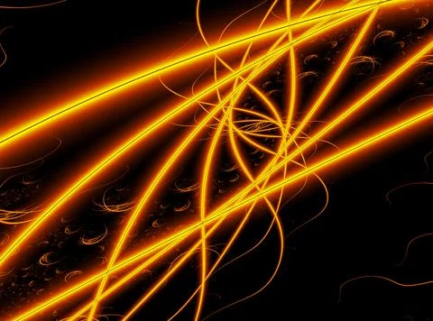 Abstract pattern of bright orange lines on a black background, background Stock Illustration