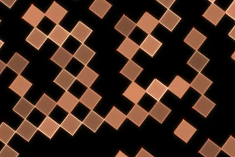 Abstract pattern of brown squares on black background Illustrazione stock