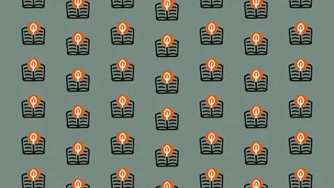 Abstract Pattern of Building Icons with Orange Light Bulb. Stock Footage 325382681