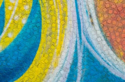 Abstract pattern on ceramic mosaic tile, artistic background Stock Photos