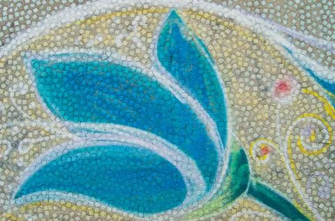 Abstract pattern on ceramic mosaic tile, artistic background Stock Photos