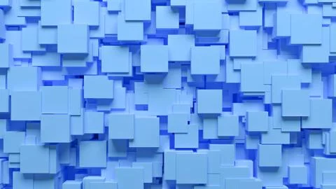 Abstract pattern chaotically scattered cubes of Blue color Stock Illustration