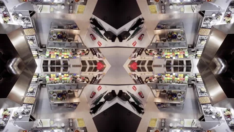 Abstract pattern of chefs in restaurant kitchen Stock Footage 145524259