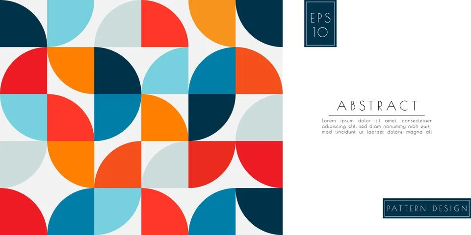 Abstract pattern circle cut shape design colorful bright style with side spac イラスト素材