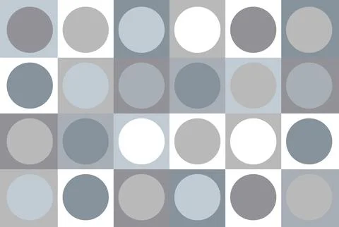 An abstract pattern of circles and squares in various colors. 스톡 일러스트
