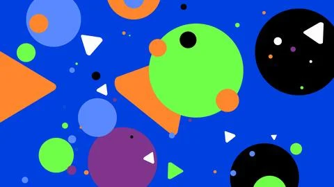 Abstract pattern of circles and triangles on blue background with modern art Stock Illustration