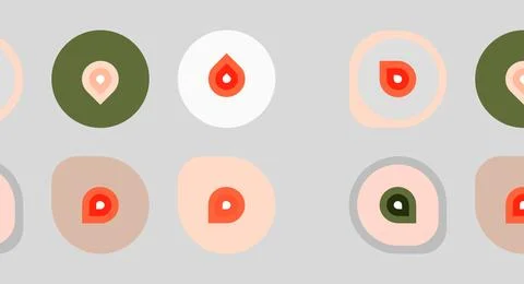 Abstract pattern. Circles contain droplet shapes. Soft colors create repeatin Stock Illustration