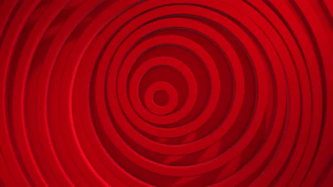 Abstract pattern of circles with the effect of displacement. Red clean rings ani Stock Footage 154119830