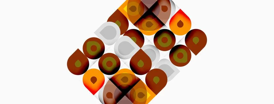Abstract pattern. Circles overlap creating geometric shapes. Warm colors 스톡 일러스트