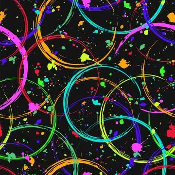 Abstract pattern with circles, paint brush strokes Illustrazione stock