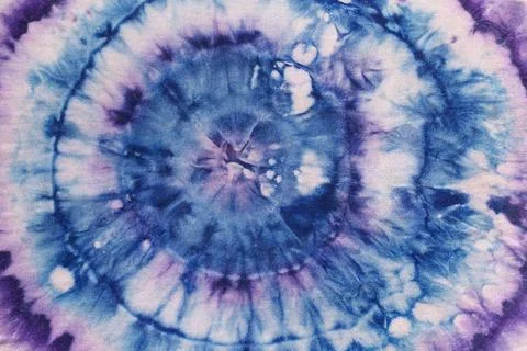 Abstract pattern from circles on silk batik abstract pattern from blue and... Stock Photos