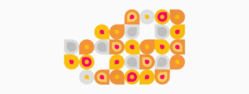 Abstract pattern. Circles, squares, various colors create playful composition 스톡 일러스트