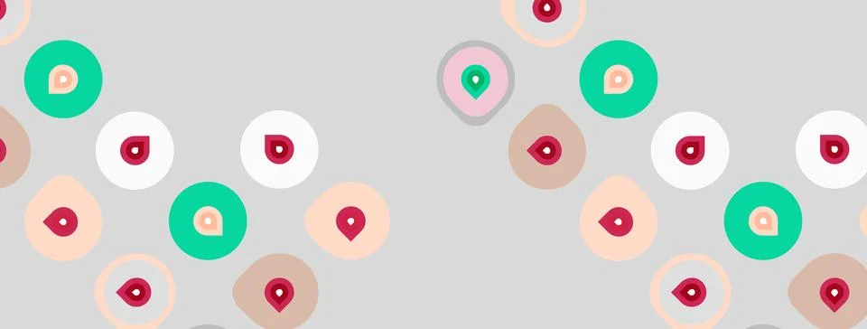 Abstract pattern. Circles, various colors, scattered across gray background. Stock Illustration