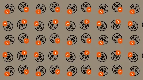 Abstract Pattern of Circular Symbols with Orange Accents. Stock Footage 325382703