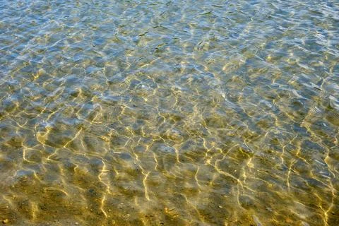 Abstract Pattern of Clear Shallow Water Ripples Over Pebbles Stock Photos