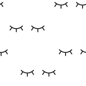 Abstract pattern with closed eyes. Cute eyelashes background illustration. Black Illustrazione stock
