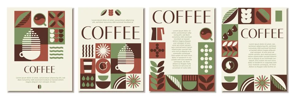 Abstract Pattern Coffee Geometric Posters Stock Illustration