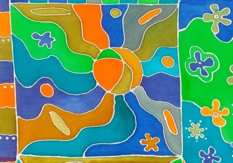 Abstract pattern of cold painted batik Stock Photos