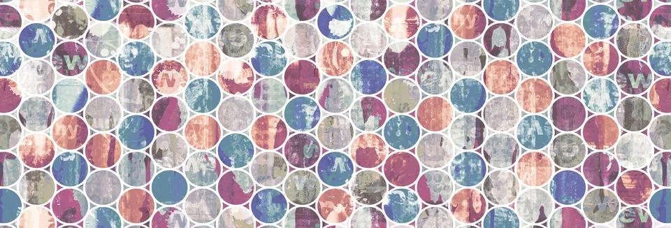 An abstract pattern of colored circles is arranged in a grid. 스톡 일러스트