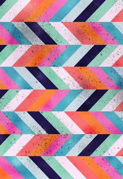 Abstract pattern with colored stripes: Mint, pink, black, white, orange, blue Ilustración de archivo