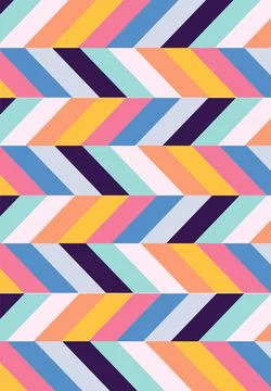Abstract pattern with colored stripes: Mint, pink, black, white, orange, blue Illustrazione stock