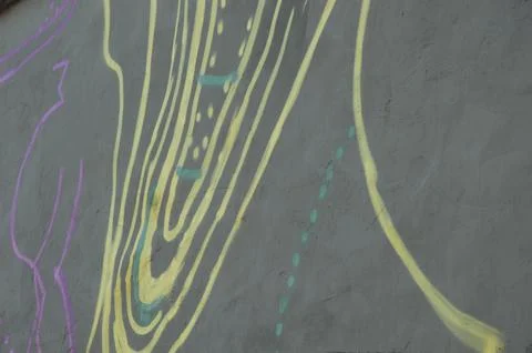 Abstract pattern of colored stripes of wavy patterns on the wall of a buildin Stock Photos