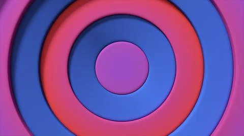 Abstract pattern of colorful circles with offset effect. Red blue rings. Abst Stock Illustration