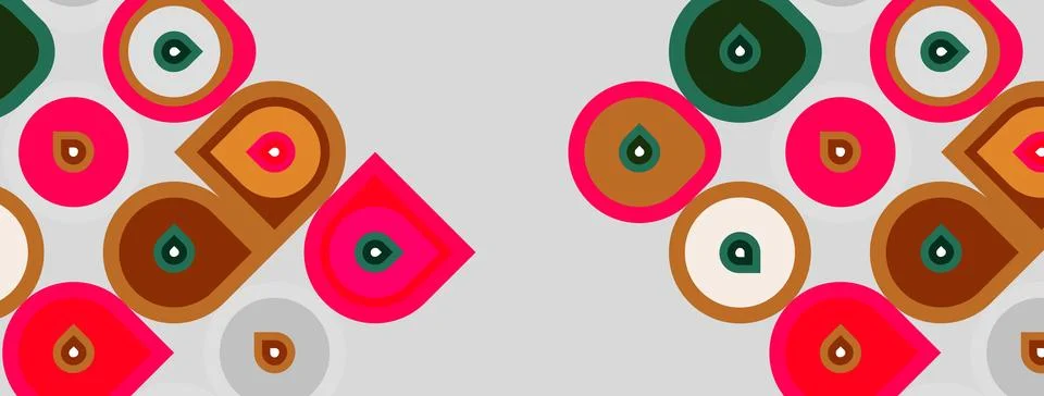 Abstract pattern. Colorful circles, squares, teardrops repeat. Geometric shap 库存插图