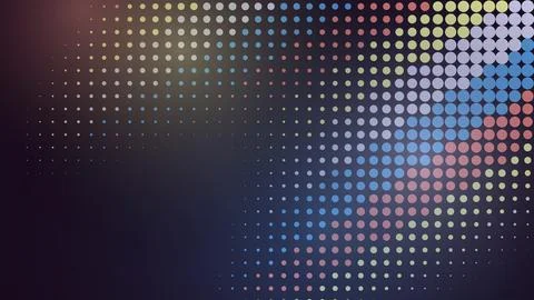 Abstract pattern of colorful dots on dark background Stock Illustration