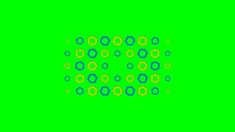 Abstract pattern of colorful geometric hexagons on a vibrant green background Stock Footage 340904826