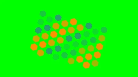Abstract pattern of colorful hexagons arranged on a vibrant green background Stock Footage 340267528