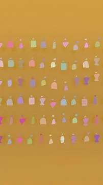 Abstract pattern of colorful minimalistic human silhouettes arranged in row.. Stock Illustration
