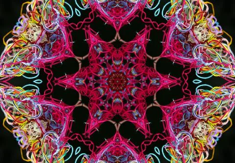 Abstract pattern of colorful threads with 3D effect 库存插图