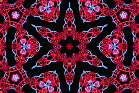 Abstract pattern of colorful threads on a black background 库存插图